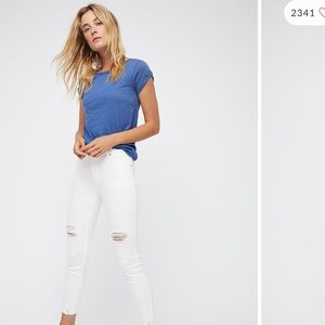 Free People Shark Bite Skinny Jeans in White, 27